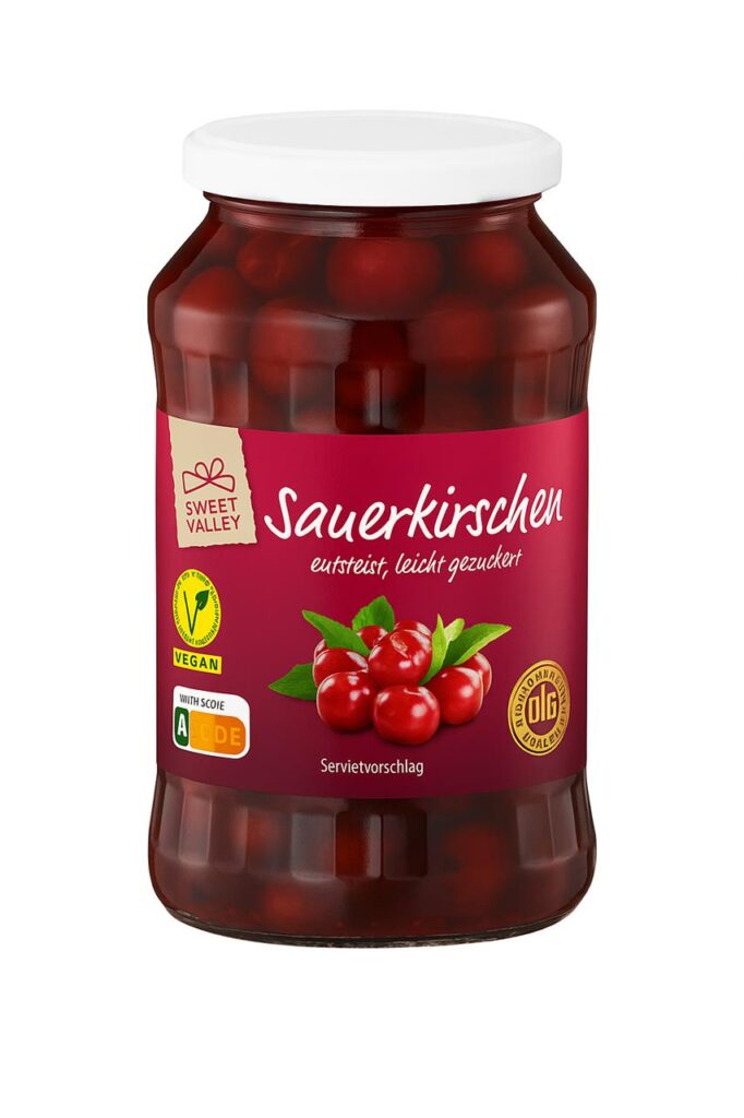 Ein Glas der Sauerkirschen von Aldi Süd, für die aktuell eine Rückrufaktion läuft. Ein Glas der Sauerkirschen von Aldi Süd, für die aktuell eine Rückrufaktion läuft.