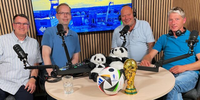 v.l.: Oliver Prause, Stefan Korte, Dirk Lasarz, Frank Südfeld. Podcast „Hömma, Herten“