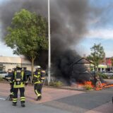 Brand auf dem Hornbach-Parkplatz in Dortmunds Nordstadt
