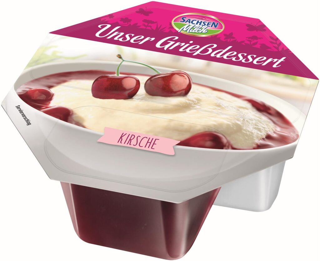 Ein Becher des Grießdesserts von Sachsenmilch, für das es eine Rückrufaktion gibt. Ein Becher des Grießdesserts von Sachsenmilch, für das es eine Rückrufaktion gibt.