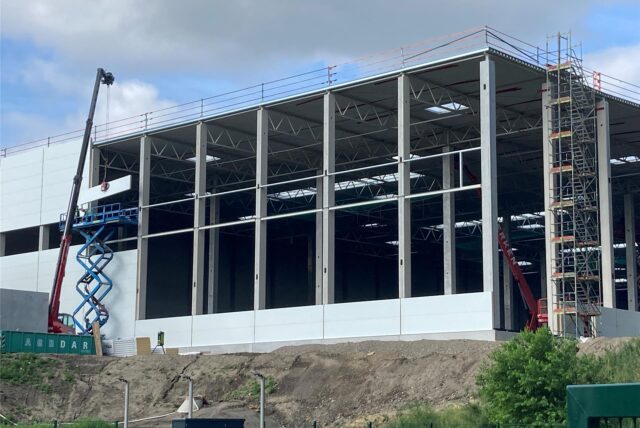Die Baustelle einer Logistikhalle von Thalia in Marl.