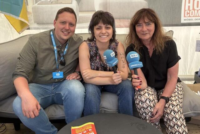 Fabian Hollenhorst, Nora Varga und Ronny von Wangenheim im Ruhr Nachrichten Studio.