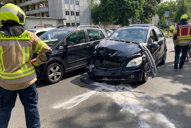 Ein an einem Unfall beteiligter Pkw.