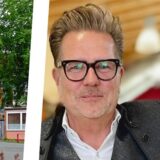 Montage zeigt in einem großen Foto die Christoph-Stöver-Realschule und auf einem kleinen Foto Dirk Brinkmann