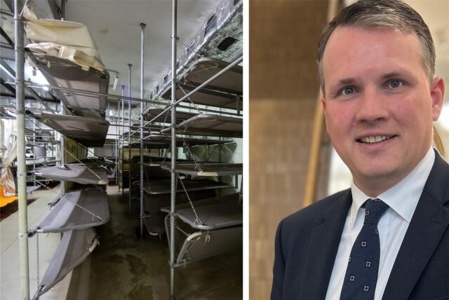 Aufenthalts- und Schlafräume in einem ABC-Bunker. Rechts: Tobias Stockhoff