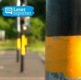 Schwarzgelb bemalte Ampel in Dortmund