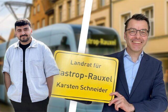 Selim Korkutan, Spitzenkandidat der Castrop-Rauxeler Grünen, will das Thema Straßenbahn an einem Diskussionsabend vertiefen. Karsten Schneider, Landratskandidat der SPD, treibt es im Wahlkampf voran.