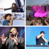 Fotomontage von Nena, Jazeek, Alpaville-Sänger Marian Gold, Phil Fuldner und Ante Perry, bei ihren Auftritten beim Sunset Beach Festival 2025 in Haltern am See