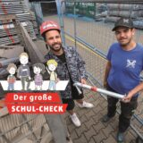 Geschäftsführer Christian Bönninger mit Azubi Daniel Dylag (20). In der Gerüstbaufirma in Dortmund-Brackel werden insgesamt gerade sechs junge Menschen zu Gerüstbauern und Fachlageristen ausgebildet.
