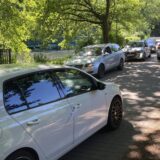 Auf dem Loemühlenweg in Marl staut sich der Verkehr.