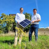 Bürgermeister Rajko Kravanja und Stadtwerke-Chef Jens Langensiepen, hier bei einer Werbung für den Klimaschutzpreis der Stadt Castrop-Rauxel, eint das Engagement für ein klimaneutrales Castrop-Rauxel.
