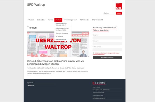 Ein Screenshot von der Webseite der Waltroper SPD.