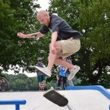 Bei der Eröffnung des Skateparks im WUP zeigten junge und junggebliebene Skater ihr Können.
