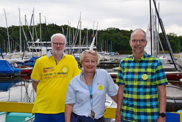 Lutz Riedbaum, Kathrin Braun und Christoph Ontyd vom Segelclub Haltern