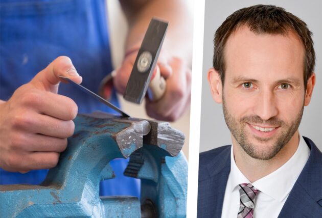 Montage eines Handwerkers und Carsten Taudt von der IHK Nord Westfalen