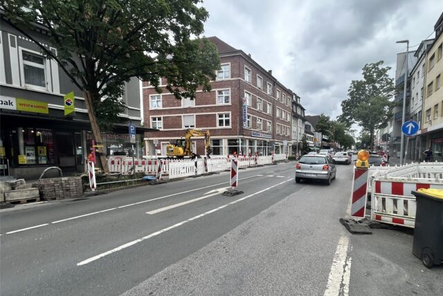 Baustelle an der Ecke Bochumer Straße/Elbestraße in Recklinghausen.