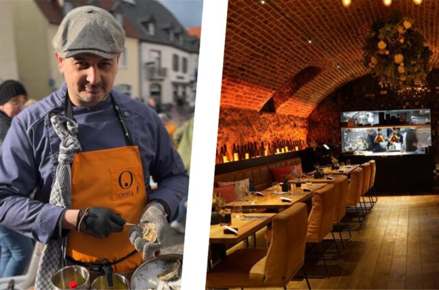 Montage zeigt Gastronom Wladimir Paster (l.) und den Gewölbekeller des Restaurants „Black Bonsai“ in Recklinghausen.