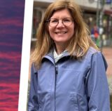 Ein McDonald´s Schild und eine Frau in blauer Jacke