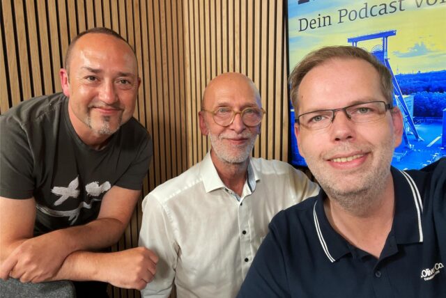 v.l.: André Przybyl, Joachim Schmidt und Stefan Korte im Podcast-Studio