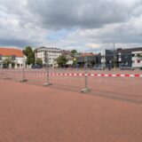 Bild zeigt den gesperrten Marktplatz in Waltrop.