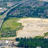Luftbild des Areals der ehemaligen Trabrennbahn.