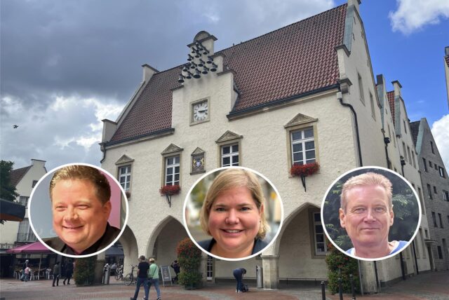 An historischer Stätte geht es um die Zukunft Halterns: Im Alten Rathaus stellen sich Andreas Stegemann, Vanessa Giese und Matthias Engicht den Fragen in der Wahlarena der Haltener Zeitung.