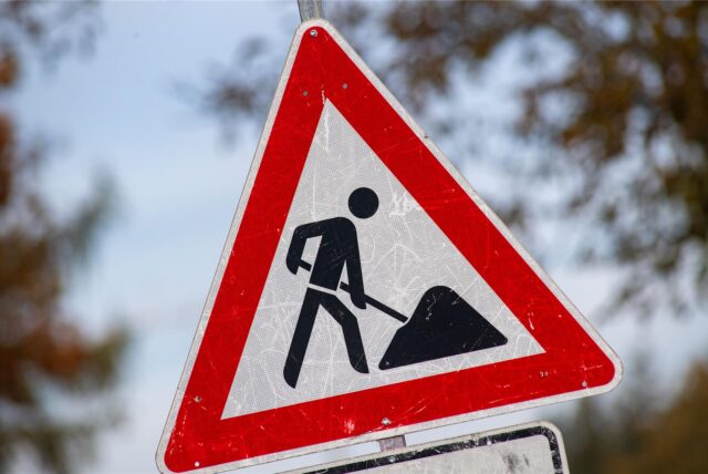 Recklinghausen: Ein Baustellenschild.
