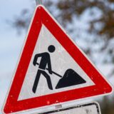 Recklinghausen: Ein Baustellenschild.