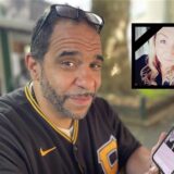 Callage: Dortmunder Tim Marzusch mit einem Foto der verstorbenen Melanie (43) aus Dortmund-Mengede